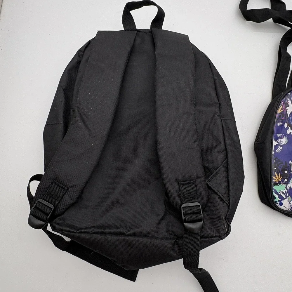 Rap Hip Hop Backpack Sling Bag Set 18in‎ Multicolor Mens Daypack Travel School